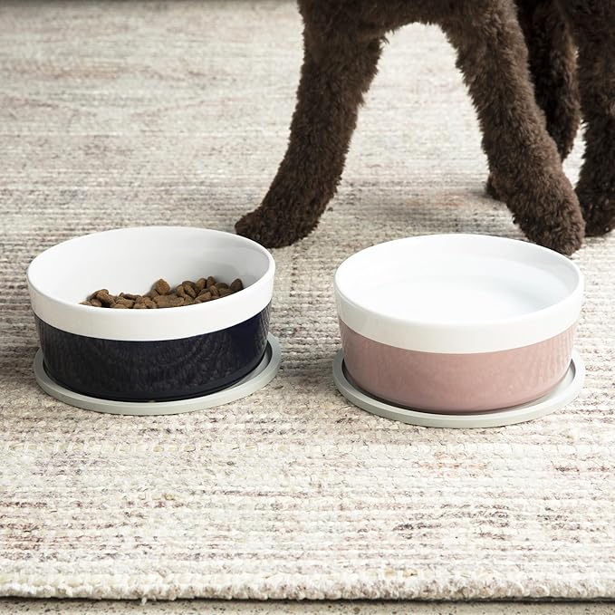 Waggo Habit Silicone Dog Placemat – Set of 2 Modern Heavyweight Silicone Dog Food Mats, Dishwasher Safe, Non-Slip, Solid Color – Light Grey (Large, 9")