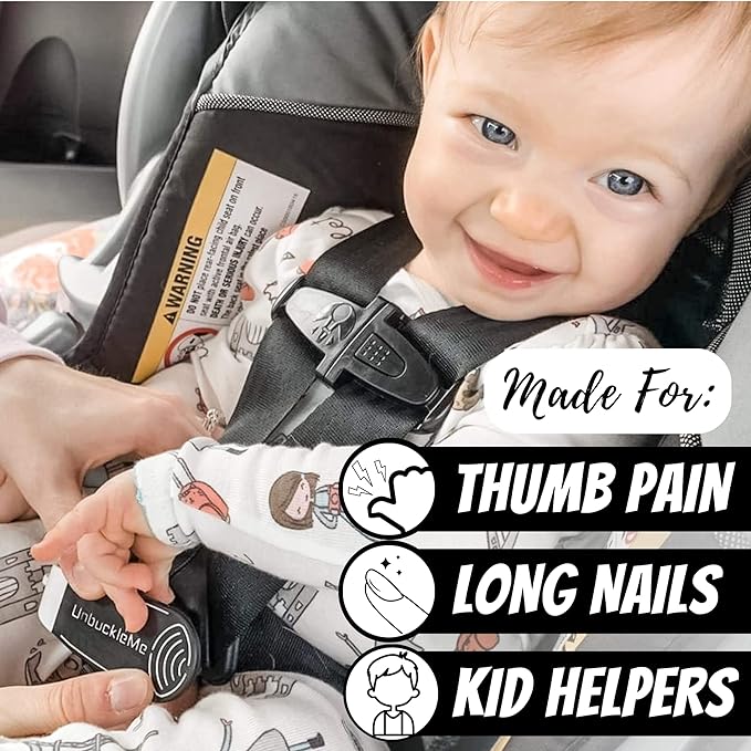 UnbuckleMe Car Seat Buckle Release Tool (As Seen on Shark Tank) - Easy Opener Aid for Arthritis, Long Nails, Older Kids - Button Pusher for Infant, Toddler Car Seats (2 Pack, Black & Gray)