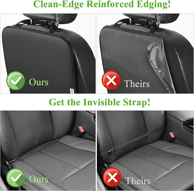 Meolsaek Kick Mats Back Seat Protector, Waterproof Oxford Seat Back Protector, Car Seat Back Protector for Kids, Back of Seat Protector for Kids Feet Car Seat (Black A -2pc)