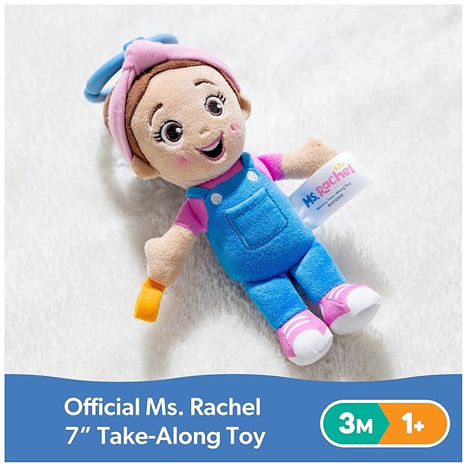 Ms. Rachel Official Sensory Take-Along Toy, Baby Swing & Baby Stroller Teething Toys with Rattle & Clip, Toddler Toys for Girls & Boys for Ages 3 Months-1+