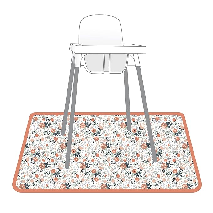 BapronBaby Vintage Rose Splash Mat - Waterproof Catch-All for Under High Chairs, Floors, Tables, Playtime or Arts & Crafts - Machine Washable - 45" x 45”