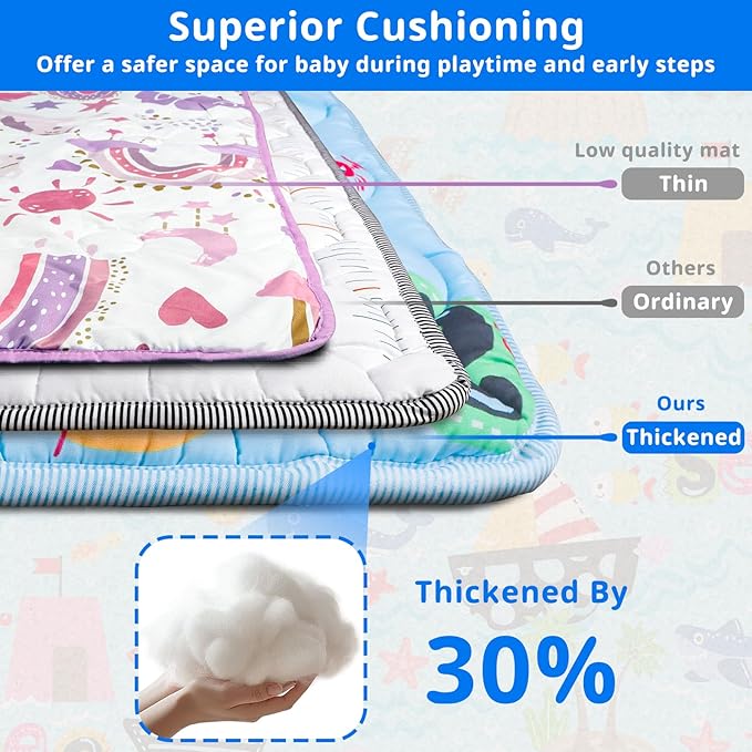 Ocean Baby Gyms Playmats for Playpen Playyards, 50"×50" Thicken Soft Padding Play Mat Babies Toddlers Infants Baby Crawling Mat