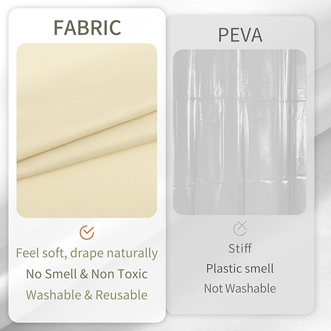 ALYVIA SPRING Extra Long Fabric Shower Curtain Liner Waterproof - 72" x 84", Soft & Lightweight XL Shower Curtain with 3 Magnets, Machine Washable - 72x84, Cream