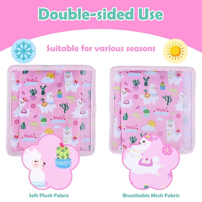 3 Pcs Car Seat Stroller Straps Pads for Baby, Newborn Soft Shoulder Strap and Crotch Covers, Universal Shoulder Straps Pads for Car Seat, Pushchair, High Chair (Pink Alpaca)