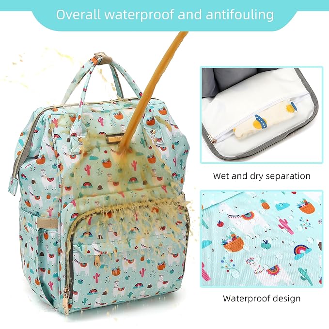 GAIVP Diaper Bag Backpack, Diaper Bags for Baby Girls Boys, Baby Bags for Moms Dads, Nappy Changing Bag with Insulated Pockets,Multi-functional Waterproof Backpack with Stroller straps-Green