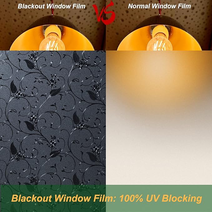 Niviy Window Privacy Film Wheat Flower Frosted Window Glass Film No Glue Door Windows Covering for Office and Home Decoration,Black 35.4 inches by 118 inches