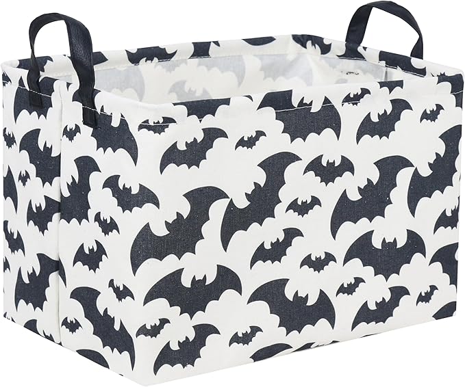 Sanjiaofeng Rectangular Kids Storage Bins,Halloween Baskets Bat Basket Organizer.Waterproof PE Coating Storage with Handles.Clothers,Toys,Books,Kid's Gifts Storage. (Bat)