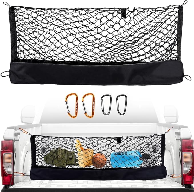 Envelope Style Truck Bed Cargo Net Fits for 2020-2025 Jeep Gladiator JT, Highly Elastic Truck Cargo Net for Gladiator JT Accessories,Upgraded Storage Bag & Heavy Duty Carabiners