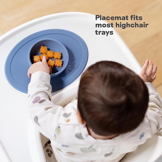 ezpz Tiny Bowl (Blush) - 6 Months+ - 100% Silicone Suction Placemat + Bowl for Infants - Fits All Highchair Trays - Baby-Led Weaning Supplies