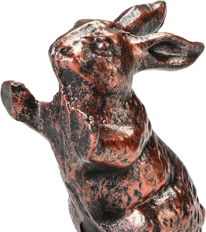 Rabbit Door Stoppers for Bottom of Door - Cast Iron Cute Bunny Door Stop - Antique Copper Decorative Door Stopper Wedge - 2.49 Lbs