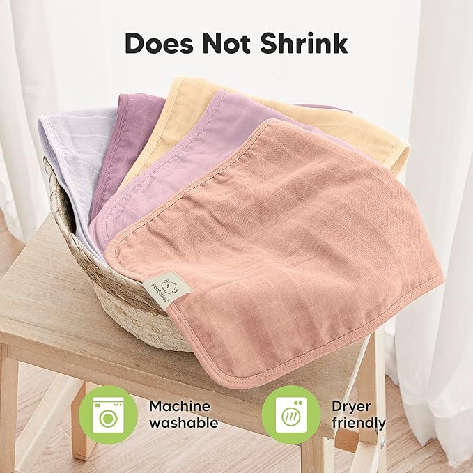 KeaBabies Cotton Muslin Burp Cloths Baby Boy, Girl - 5-Pack Soft & Absorbent Burping Cloth for Babies, Large Baby Towels & Washcloths for Newborn, Spit Up Rags, No Shrink, 20x10" (Phase)