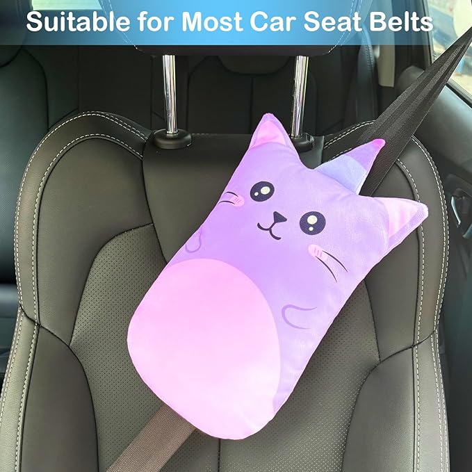 FIODAY Seatbelt Covers for Kids Car Seat Strap Pads Seat Belt Pillow Adjust Seat Belt Covers Seatbelt Cushion for Toddler Baby Boys Girls Travel Head Neck Shoulder Support,Purple