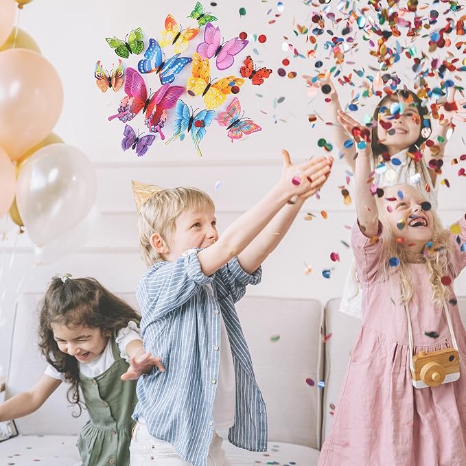 OPSEAM Butterfly Wall Decor 24/48 PCS, 3D Butterflies Stickers for Party Decorations with Magnets(Colorful, 48)