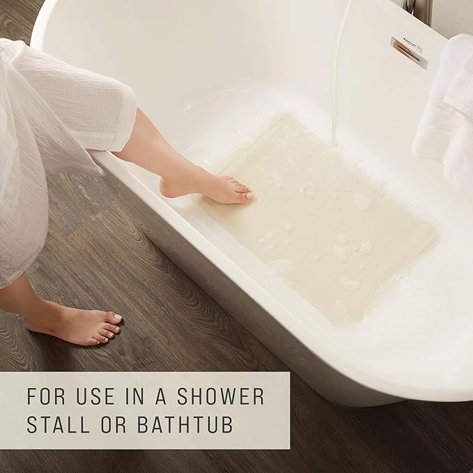 Rubbermaid Commercial Products Safti-Grip Bath Mat, Large, White, Suction-Backed, for Commercial/Residential Use for Home/Hotel/Shower/Bathtub