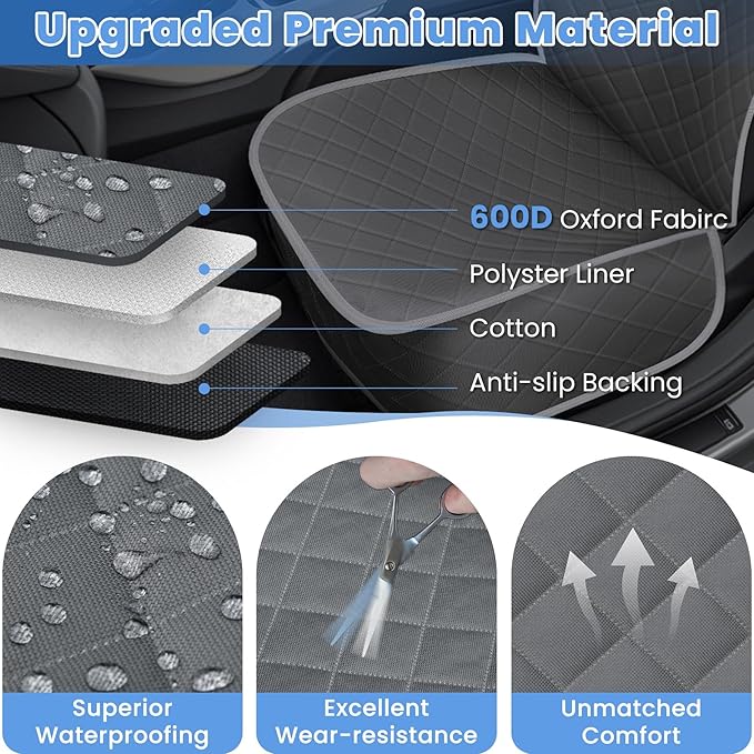ELONGRIVER Dog Car Seat Covers, Waterproof Front Seat Cover for Dogs, Scratch-Proof, Nonslip Pet Passenger Seat Cover Protector, Universal Fit for Cars Trucks SUVs, Standard Size, Grey