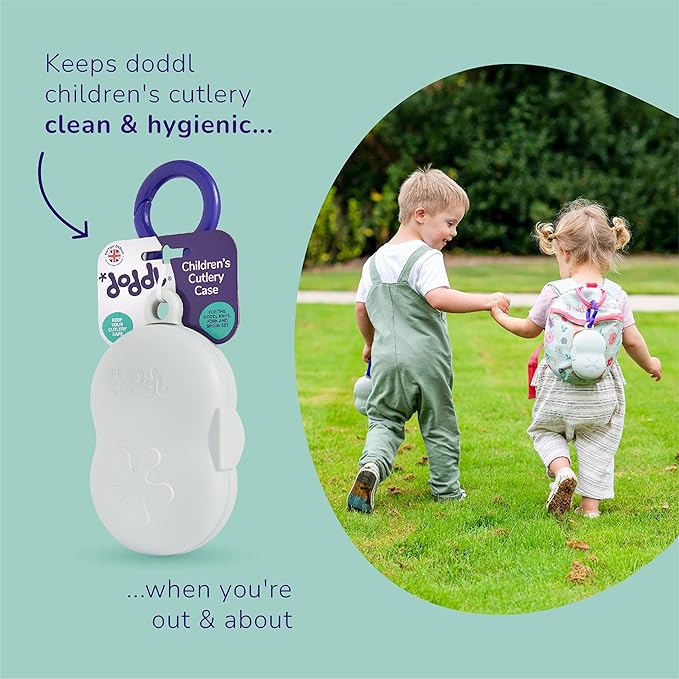 doddl Toddler Travel Utensil Case, Fits Toddler Fork, Spoon and Knife Sets, Clips to Bags & Strollers, Travel Essentials, Dishwasher Safe (Case Only)