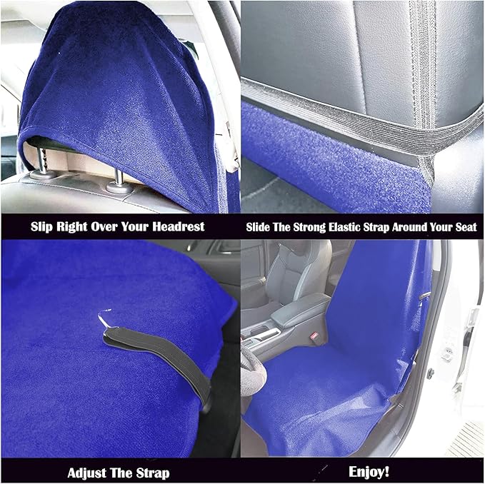 LoyaGour Car Seat Cover Protector Front Seats,for Gym Workout,Running,Swimming,Beach and Hiking,Waterproof Sweat Towel Bucket Seat Covers for Cars SUV Trucks (Blue, 1Pcs)