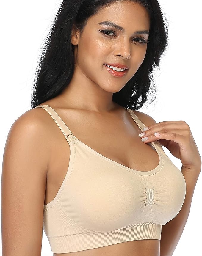 GXXGE 4Pack Nursing Bra for Breastfeeding Maternity Bras Push Up Silk Seamless Pregnancy Bralette Underwear