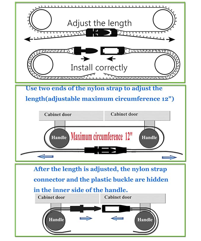Baby Cabinet Safety Locks,Handles Child Safety Locks Simple Installation Home Safety Strap Locks Fit Closed Handle Cabinets,Oven, Double Open The Door Refrigerator, Kitchen Door (8 Pack, White)