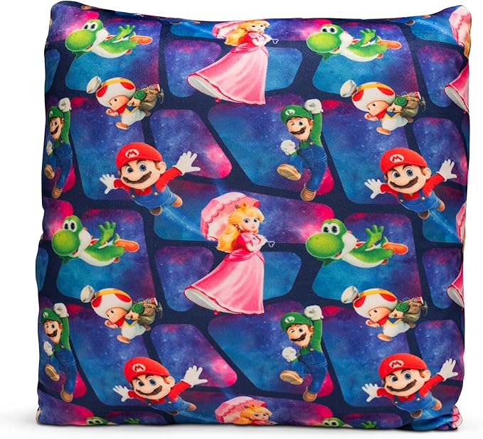 The Super Mario Galaxy Movie Kids Squishy Plush Throw Pillow, Soft Decorative Cushion for Bedroom Décor & Gifts, 13 Inch, Mario & Luigi (100% Officially Licensed Product) By Franco