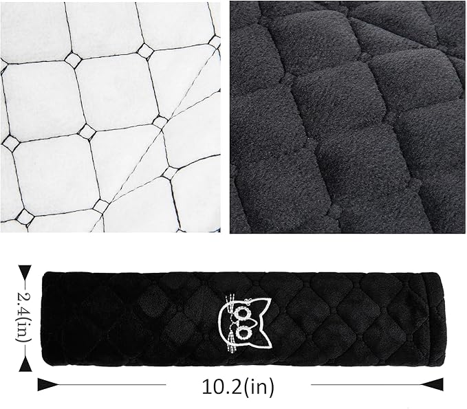 Amooca Soft Auto Seat Belt Cover Seatbelt Shoulder Pad Cushions 2 PCS for a More Comfortable Driving Universal Fit for All Cars and Backpack Black Cat