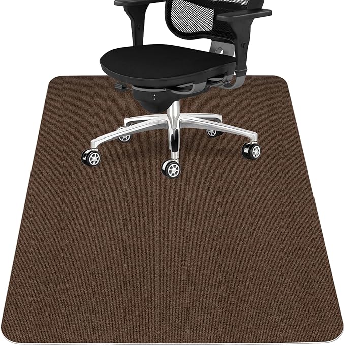 Sycoodeal Office Chair Mat for Hardwood Floor,Office Computer Gaming Chair Mat for Tile Floor,Large Floor Protector Rug,Anti-Slip,Easy to Clean,Coffee(48"x55")