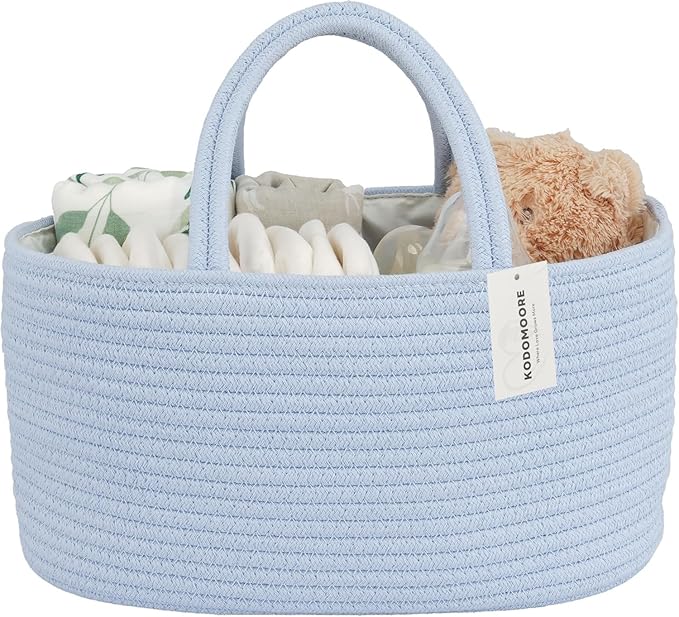 Diaper Caddy Organizer, Empty Gift Basket for Newborn Essentials, Baby Storage Basket, Stylish Gift Bag for Baby Shower, Boys and Girls – Large, Light Blue