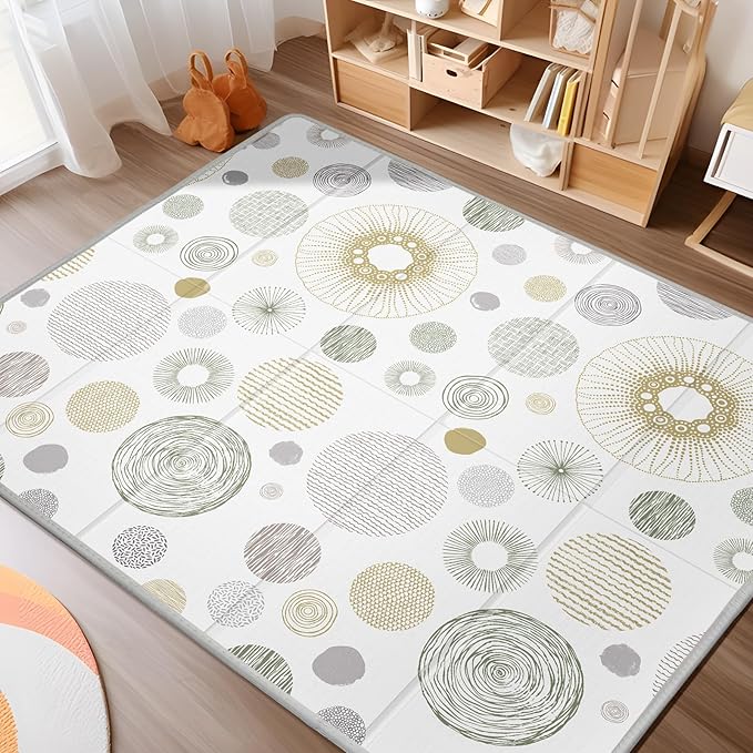 Extra Large Baby Play Mat 79x70, Foldable Baby Play Mat for Floor, Waterproof, Safe & Thick Playmats for Babies and Toddlers, Non-Slip Backing Safe for Crawling&Tummy Time, Indoor & Outdoor Use