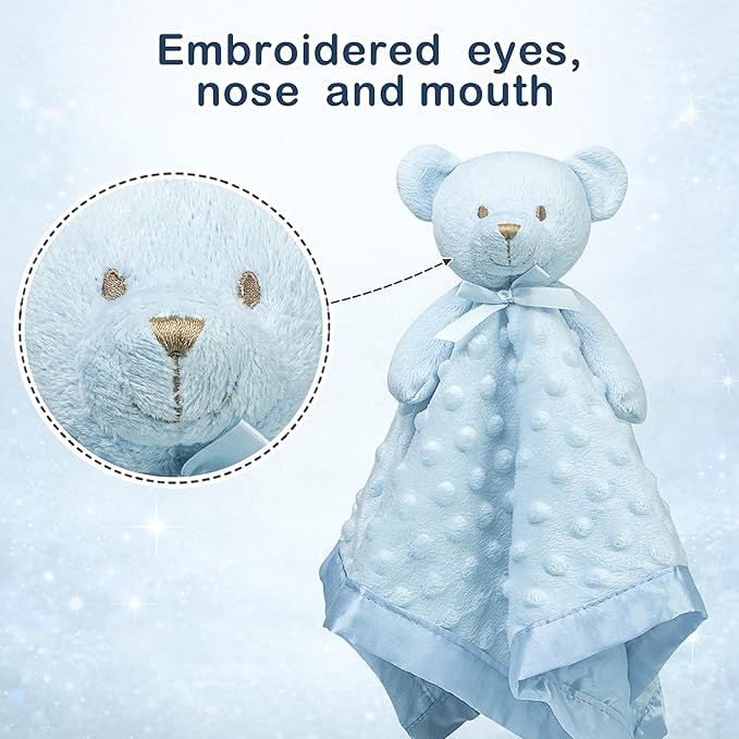 Pro Goleem Teddy Bear Lovey Baby Security Blanket for Boys and Girls Unisex Soft Lovie Baby Gifts for Newborn Toddler Snuggle Toy Stuffed Animal Blue 16 Inch
