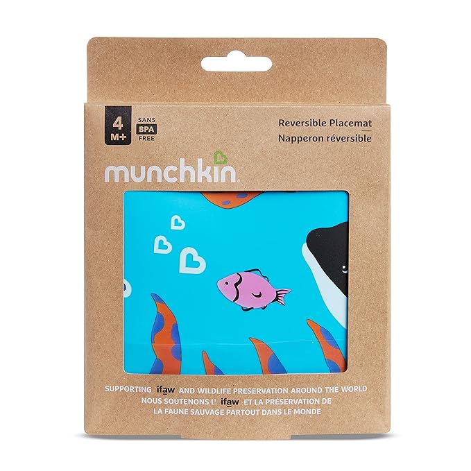Munchkin® WildLove Reversible Silicone Placemat for Kids, 1pk, Orca