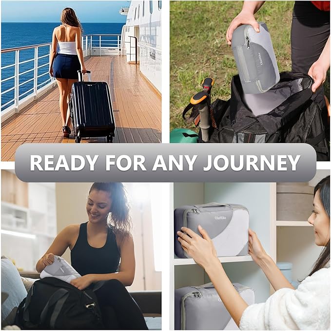 8 Set Packing Cubes for Travel, Anti-Tearing Suitcase Organizer for Luggage with Shoe & Hanging Toiletry Bag,Gifts for Women Mom,OlarHike Vacation Essentials & Accessories for Cruise Ship,Ash