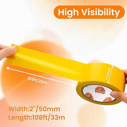 TAPEBEAR Floor Tape Yellow Vinyl Tape 2" x 36yds, Floor Caution Marking Dance Splicing Tape Safety Warning Stripe Abrasion-Proof Waterproof for Gym, Warehouse, Traffic Signage, Color Coding, 3Rolls