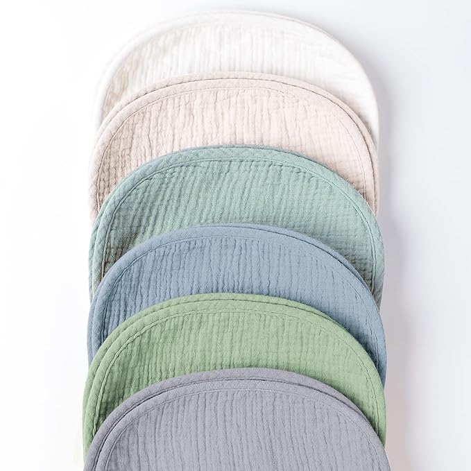 Konssy Muslin Baby Burp Cloths Sets for Unisex- 6 Pack Large 100% Cotton Burping Clothes for Newborn, Baby Girls and Boys