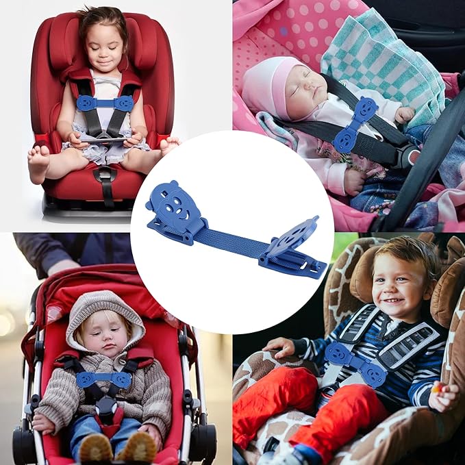 Anti Escape Strap, Baby Harness Chest Clip Safety Clip, Prevent Children/Kids Taking Their Arms Out of Child High Chairs/Strollers/Baby Reins, Blue(2 Pack)
