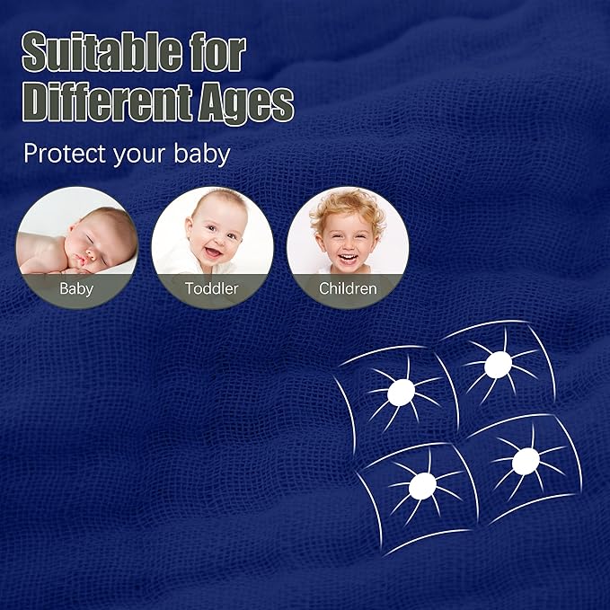 Spotted Play 2 Pack Hooded Baby Towels - 100% Muslin Cotton for Newborns, Infants, Toddlers - Large 32x32 Inch Size - Highly Absorbent and Essential for Newborn Care, Deep Navy