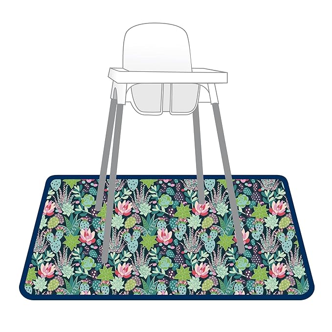 BapronBaby Desert Floral Splash Mat - Waterproof Catch-All for Under High Chairs, Floors, Tables, Playtime or Arts & Crafts - Machine Washable - 45" x 45”