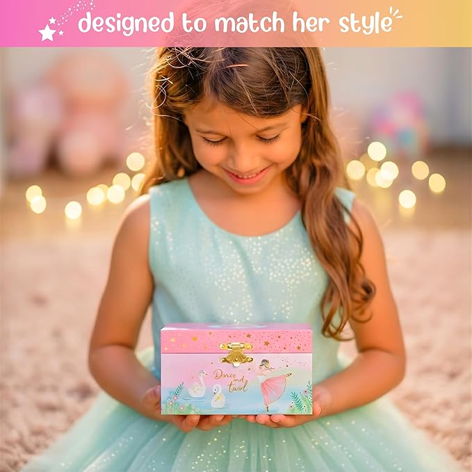 Giggle & Honey® Musical Ballerina Jewelry Box for Girls | Music Boxes for Little Girls | Toddler Jewelry Box for 4 Year Old Kids | Toys for Toddlers | Birthday Gifts for Kids 5, 6, 7, 8, 9 Years