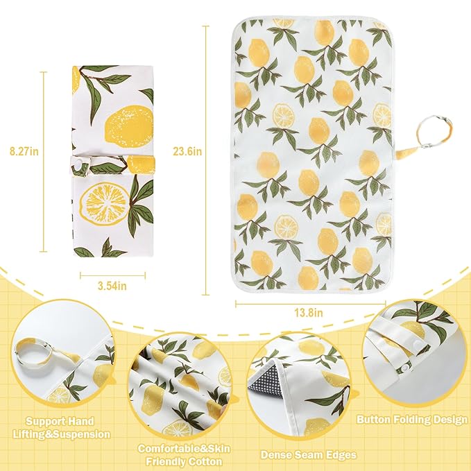 Foldable Baby Changing Mat 2 Pack, Diaper Changing Pad Waterproof Travel Diaper Mat Infant Urinal Pad Baby Changing Kit for Home Travel Outside. (Pink+Yellow)