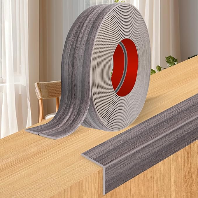 Wall Corner Protector Moulding Trim Peel and Stick Wall Corner Guards Trim Flexible Self Adhesive Edge Protector Moulding, 2.4 in x 10 Ft, Brown Walnut Wood