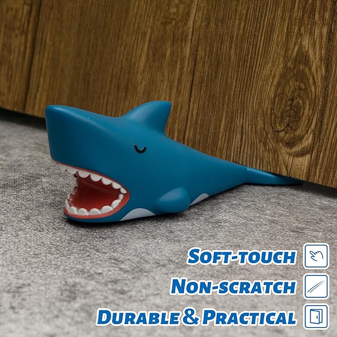 Cute Door Stopper, Cartoon Shark Animal Door Stop, 1 Pack Decorative Door Wedge for Home and Office Floor(Patented)
