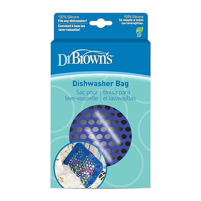 Dr. Brown's 100% Silicone Baby Bottle Dishwasher Bag with Adjustable Sizing for Small Parts,Bottle Nipples,Breast Pump Accessories and Pacifiers