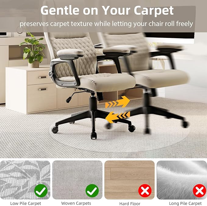 Office Chair Mat for Carpet - 36x36 Inch Plastic Computer Desk Floor Protectors for Chairs Clear Under Desk Rug Pad for Rolling Gaming Chair