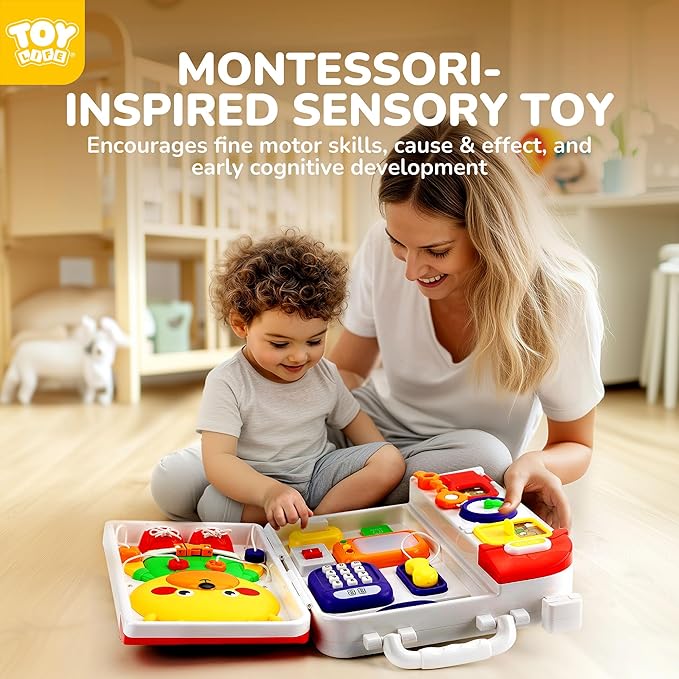 TOY Life Montessori Busy Board for 1-2 Year Old, 20‑in‑1 Baby Musical Toddler Toys, Fine‑Motor & Early Educational Baby Montessori Toys for Toddler 1‑3 Year Old Boys Girls Christmas Birthday Gift