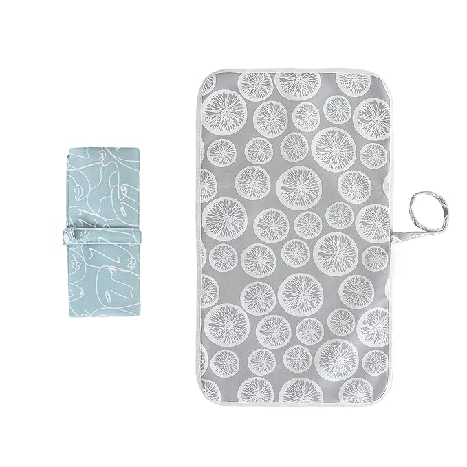 Foldable Baby Changing Mat 2 Pack, Diaper Changing Pad Waterproof Travel Diaper Mat Infant Urinal Pad Baby Changing Kit for Home Travel Outside. (Gray+Blue)