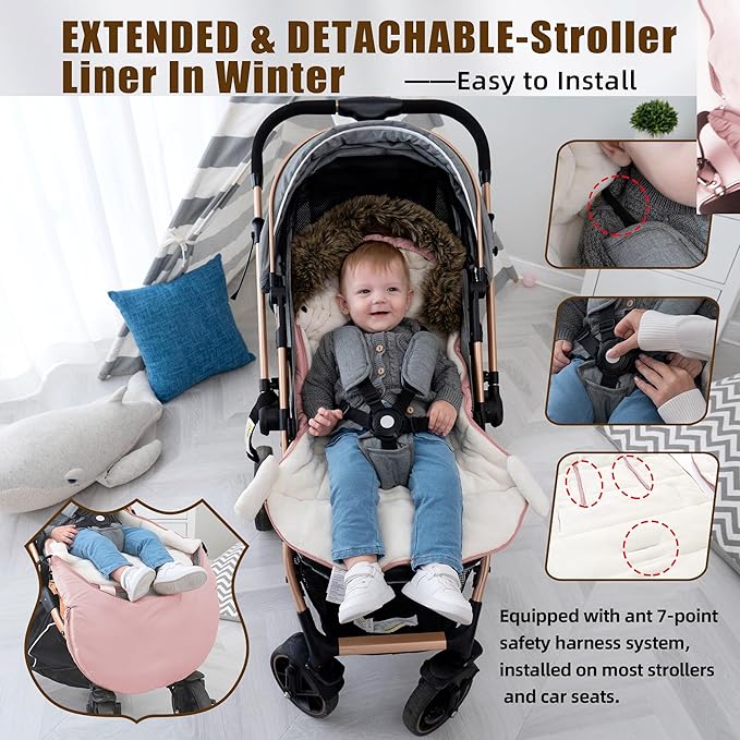 LAT Baby Warm Bunting Bag Universal,Extended and Removable,Stroller Sleeping Bag Cold Weather,Waterproof Toddler Footmuff