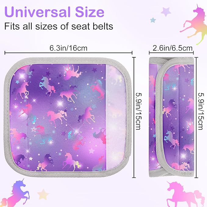 Seat Belt Cover Pad for Baby, Soft Seatbelt Cushion Covers for Kids 2Pcs Car Seat Strap Shoulder Pads for All Car Seats, Stroller, High Chair, Purple
