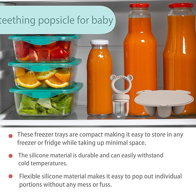 BIGSPINACH Frozen Breastmilk Teether & Forage Feeder Set Frozen Breastmilk Teether Tray
