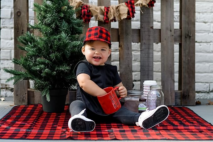 BapronBaby Red Buffalo Plaid Splash Mat - Waterproof Catch-All for Under High Chairs, Floors, Tables, Playtime or Arts & Crafts - Machine Washable - 45" x 45”