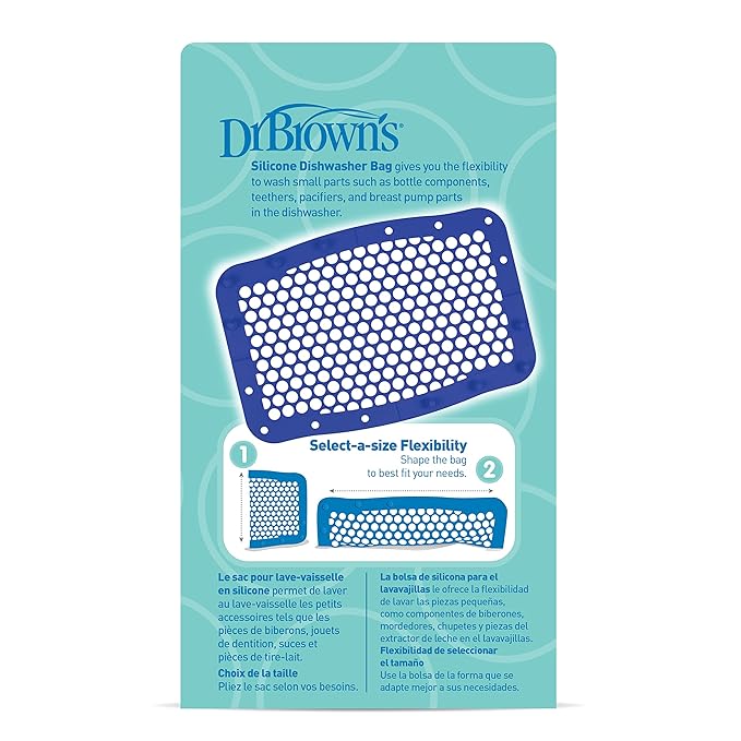 Dr. Brown's 100% Silicone Baby Bottle Dishwasher Bag with Adjustable Sizing for Small Parts,Bottle Nipples,Breast Pump Accessories and Pacifiers
