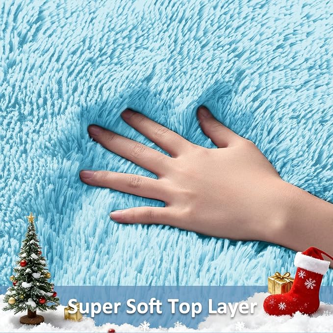 Ophanie Area Rugs for Bedroom Living Room,Color Light Blue,Size 8' x 10',Shape Rectangular